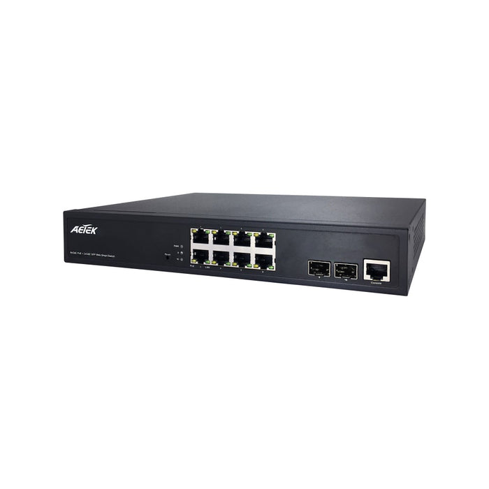 Aetek C60-082-130 8 Port Managed Gigabit PoE Switch, 2x 1Gb SFP, NTS, 130W