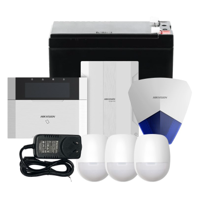 Hikvision Hardwired Alarm Controller Kit, 1x Keypad, 1x Siren Strobe, 3x PIR Detector