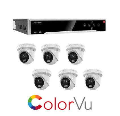 Hikvision 16 Channel ColorVu kit - with 6 x 4mm ColorVu Turrets 8MP