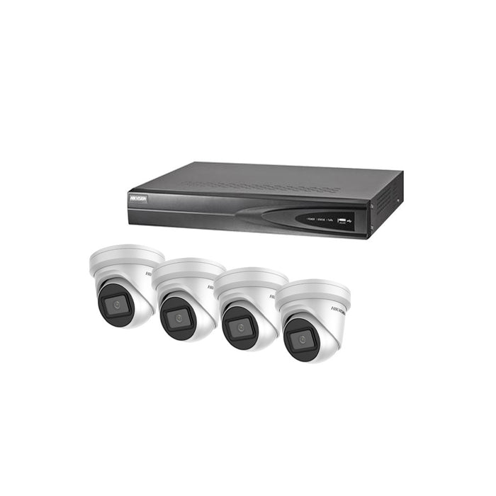 Hikvision 8 Channel Starter Kit - Includes 8CH NVR recorder with 4x 6MP Acusense Turret Camera